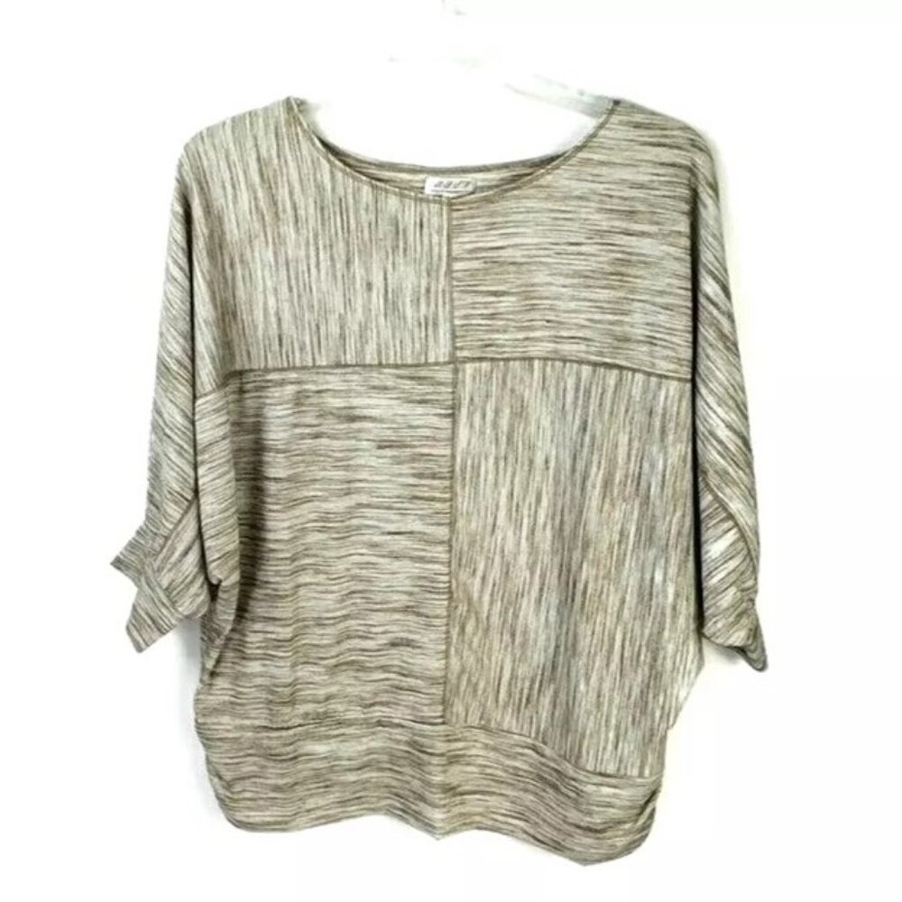 Vintage Max Studio Specialty Products Brown Patchwork Knit Top Women 2X Y2K